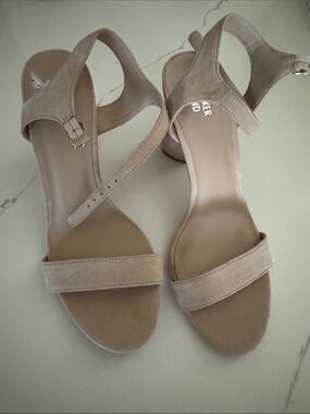 Classic Beige Suede Women's Ankle-Strap Sandals